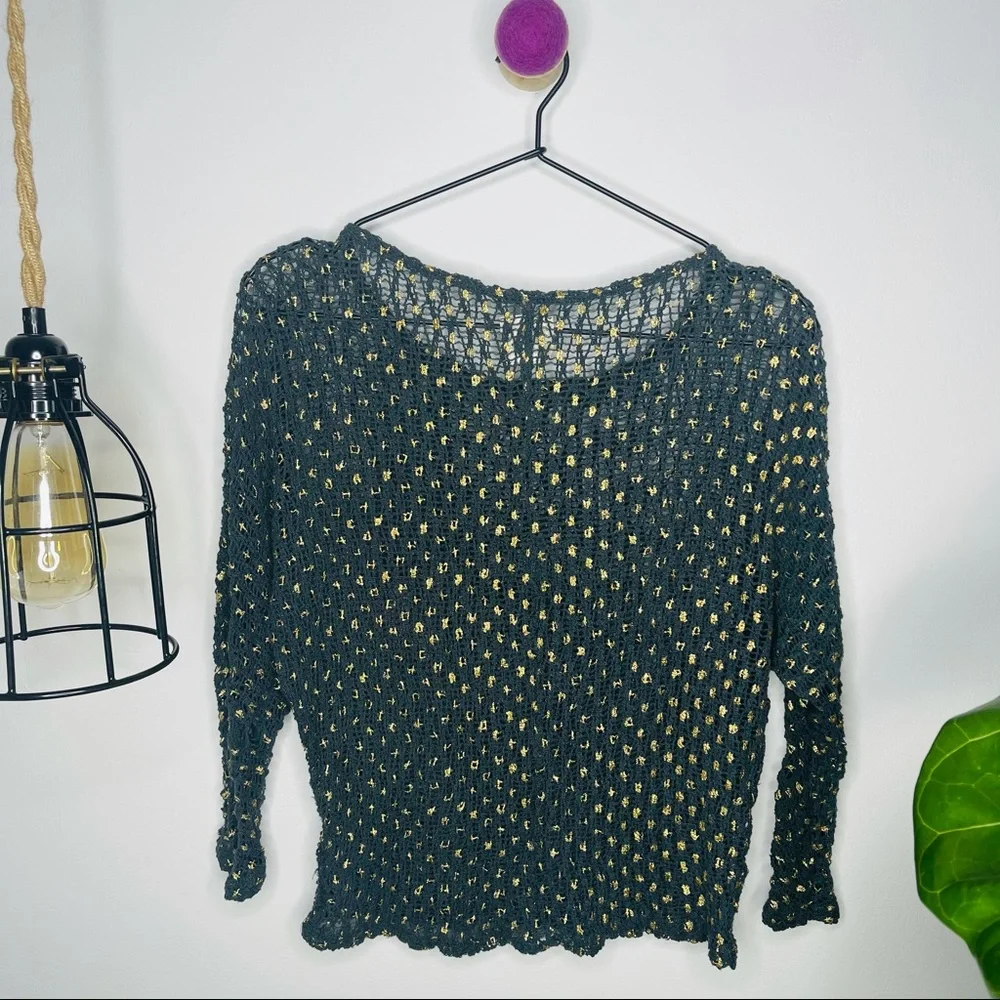 ZARA Trafaluc Collection - Crochet Gold Dots Top M